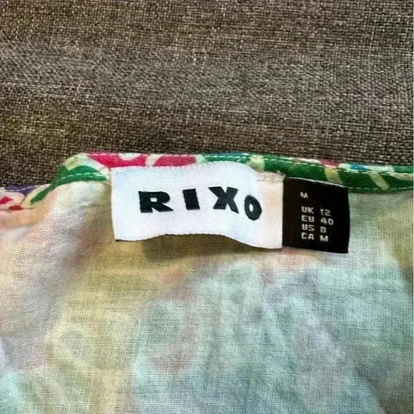 RIXO London Roxy Long Sleeve Mini Dress Hibiscus Floral Cotton swing Medium - Picture 6 of 11